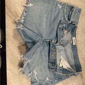 Agolde Light Blue Distressed Jean Shorts